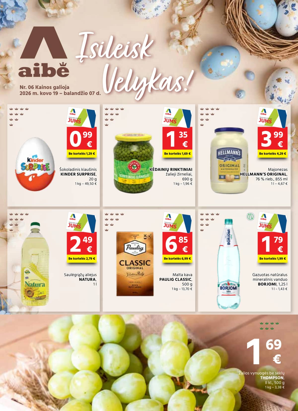 Aibė - AIBĖ Akcijų leidinys Nr. 06 (2026.03.19 - 2026.04.07) 1 puslapis