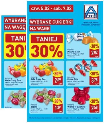 Aldi - Wybrane cukierki na wagę 30% taniej 2026-02-05 – 2026-02-07
