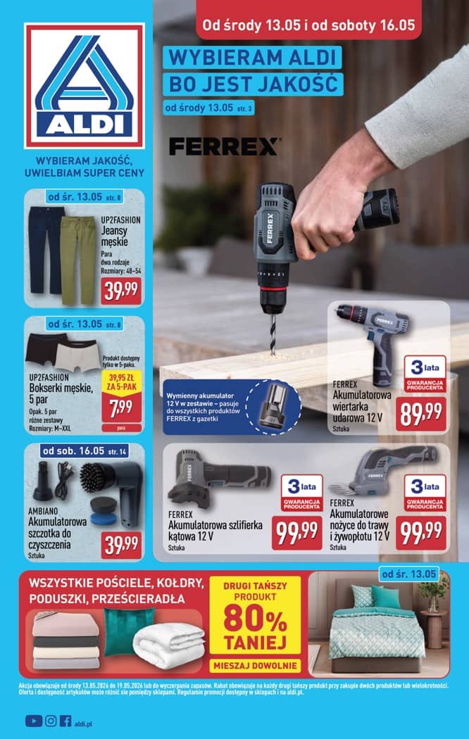 Aldi - Artykuły przemysłowe i tekstylia od środy 13.05 i od soboty 16.05 1 puslapis