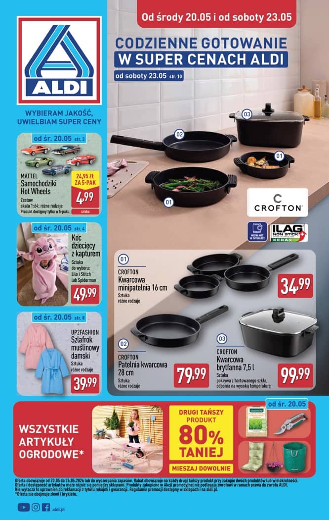 Aldi - Artykuły przemysłowe i tekstylia od środy 20.05 i od soboty 23.05 1 puslapis