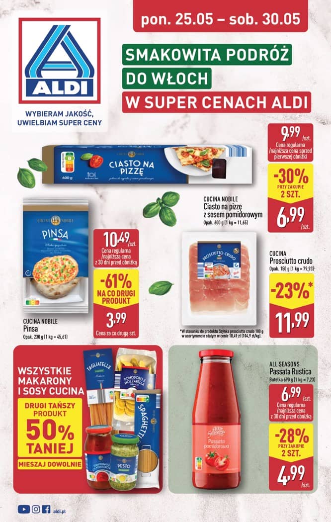 Aldi - Smakowita podróż do Włoch od poniedziałku 25.05 do soboty 30.05 1 puslapis