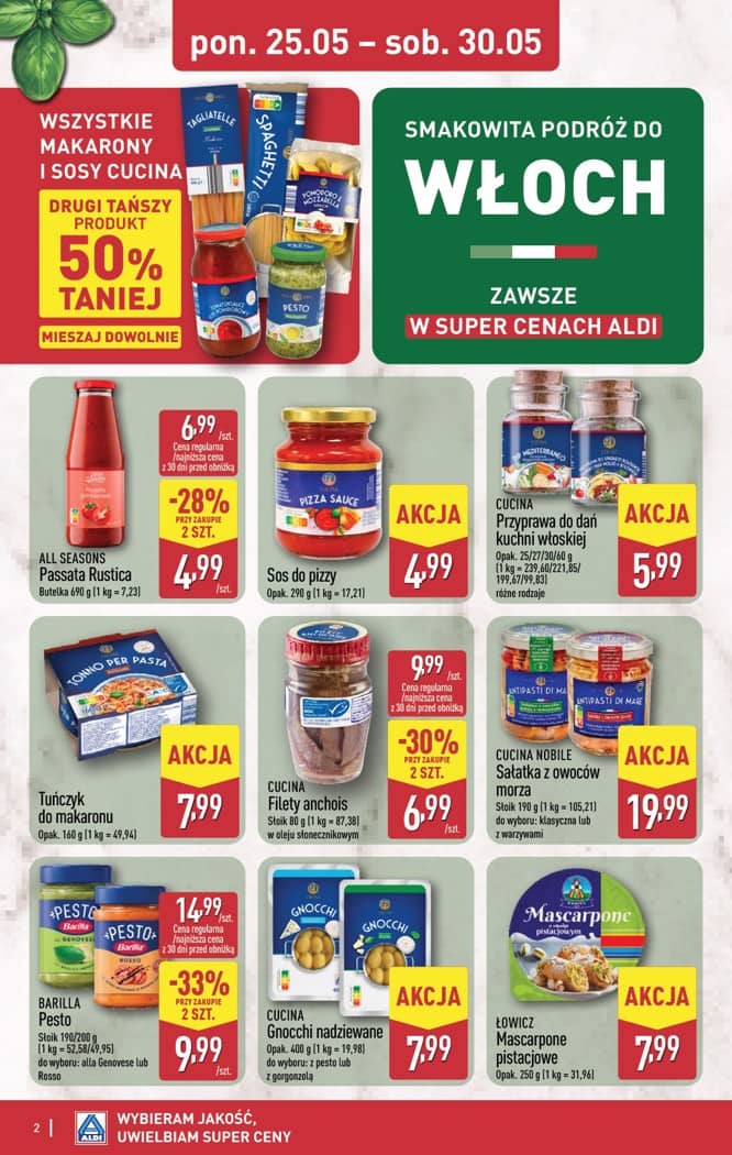 Aldi - Smakowita podróż do Włoch od poniedziałku 25.05 do soboty 30.05 2 puslapis