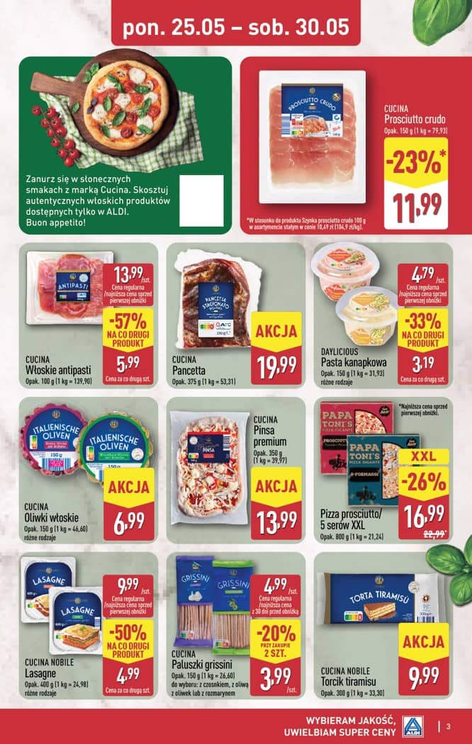 Aldi - Smakowita podróż do Włoch od poniedziałku 25.05 do soboty 30.05 3 puslapis