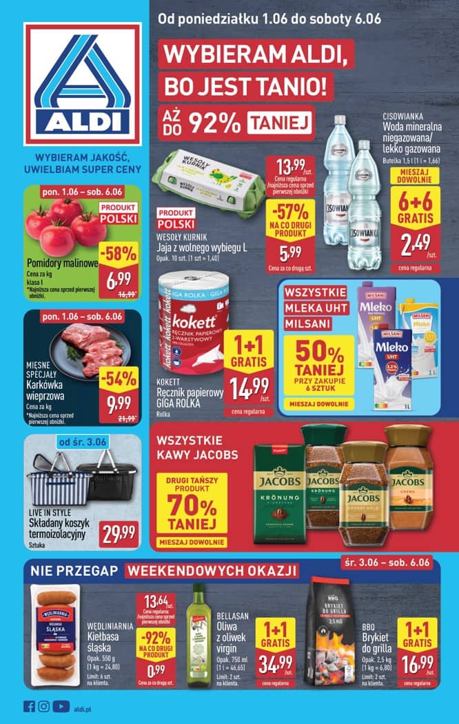 Aldi - Pełna oferta od poniedziałku 1.06 do soboty 6.06 1 puslapis