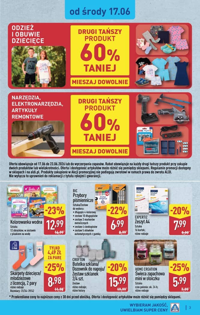 Aldi - Artykuły przemysłowe i tekstylia od środy 17.06 i od soboty 20.06 3 puslapis