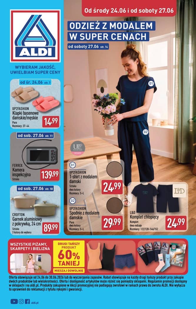 Aldi - Artykuły przemysłowe i tekstylia od środy 24.06 i od soboty 27.06 1 puslapis