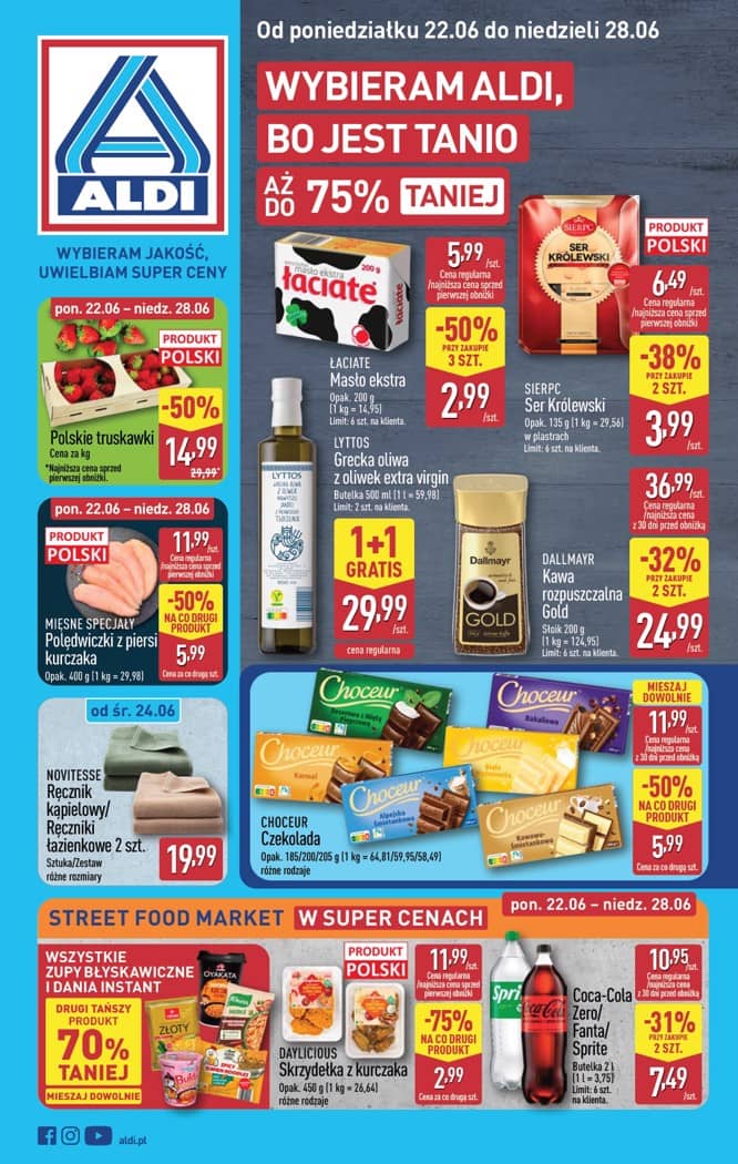 Aldi - Pełna oferta od poniedziałku 22.06 do niedzieli 28.06 1 puslapis