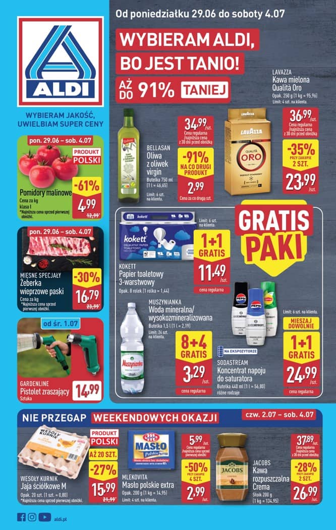 Aldi - Pełna oferta od poniedziałku 29.06 do soboty 4.07 1 puslapis