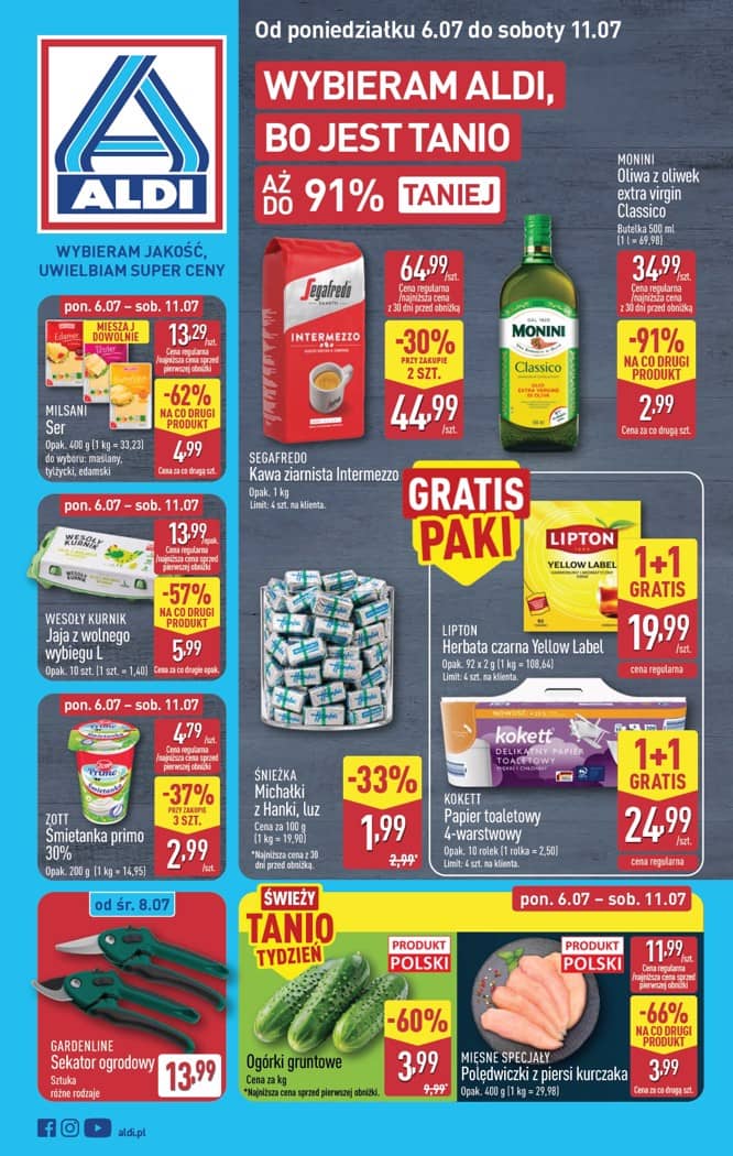 Aldi - Pełna oferta od poniedziałku 6.07 do soboty 11.07 1 puslapis