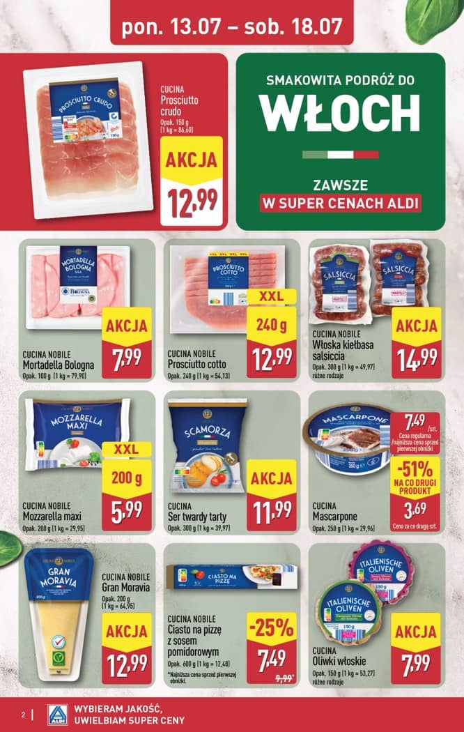 Aldi - Smakowita podróż do Włoch od poniedziałku 13.07 do soboty 18.07 2 puslapis