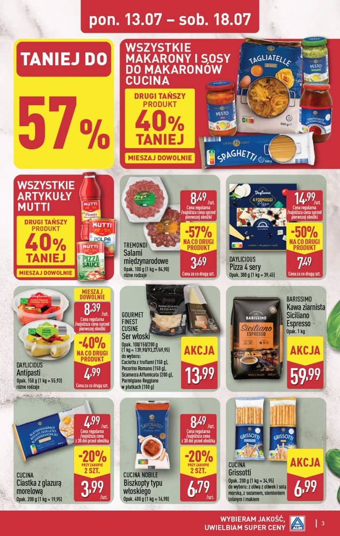 Aldi - Smakowita podróż do Włoch od poniedziałku 13.07 do soboty 18.07 3 puslapis