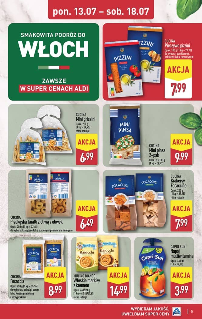 Aldi - Smakowita podróż do Włoch od poniedziałku 13.07 do soboty 18.07 5 puslapis