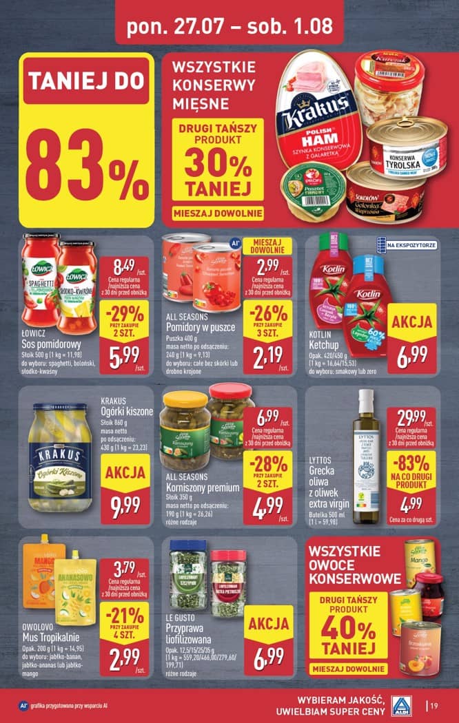 Aldi - Pełna oferta od poniedziałku 27.07 do soboty 1.08 19 puslapis