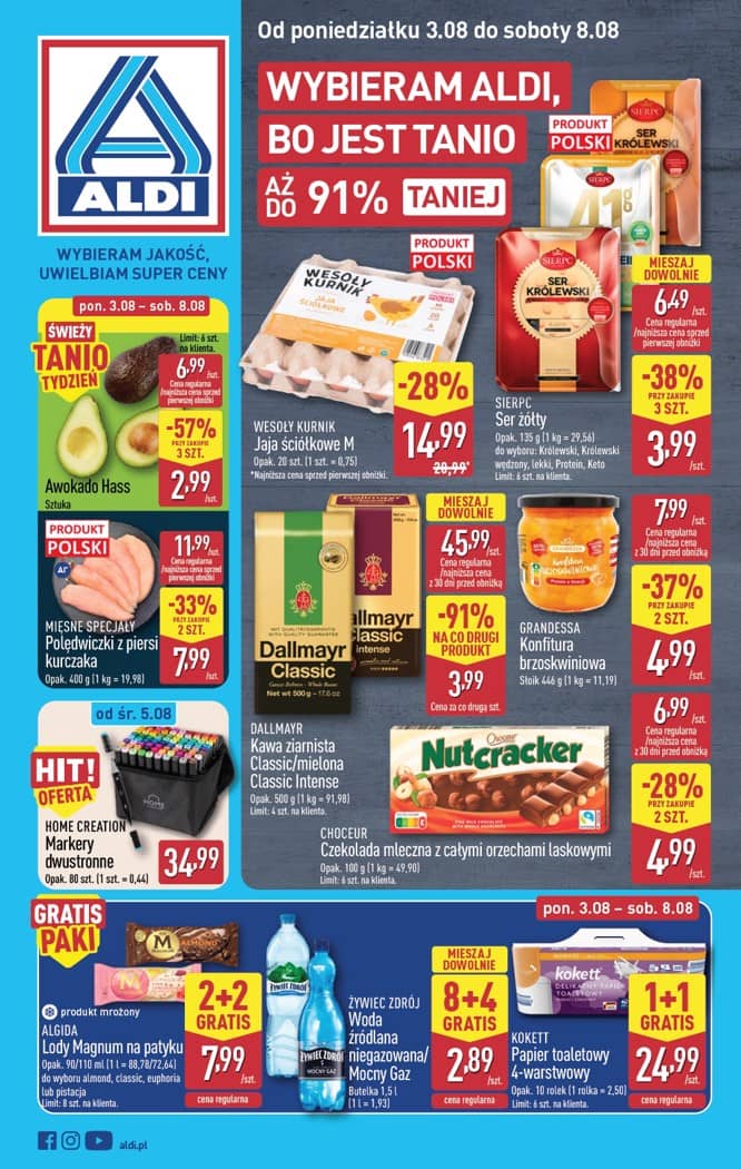 Aldi - Pełna oferta od poniedziałku 3.08 do soboty 8.08 1 puslapis