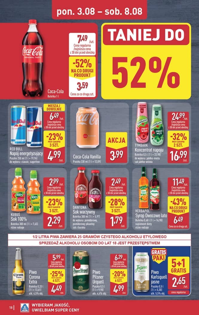Aldi - Pełna oferta od poniedziałku 3.08 do soboty 8.08 18 puslapis