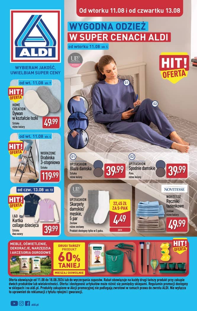 Aldi - Artykuły przemysłowe i tekstylia od wtorku 11.08 i od czwartku 13.08 1 puslapis