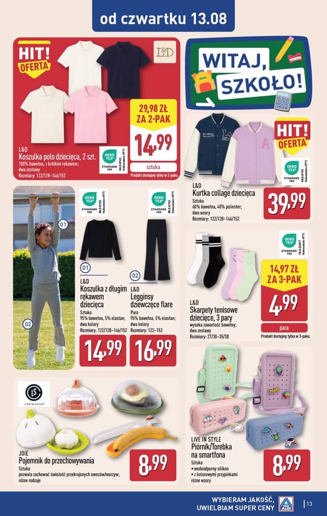 Aldi - Artykuły przemysłowe i tekstylia od wtorku 11.08 i od czwartku 13.08 13 puslapis