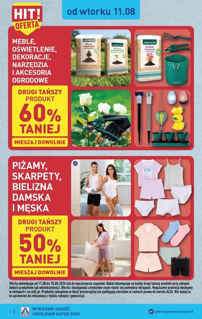 Aldi - Artykuły przemysłowe i tekstylia od wtorku 11.08 i od czwartku 13.08 2 puslapis