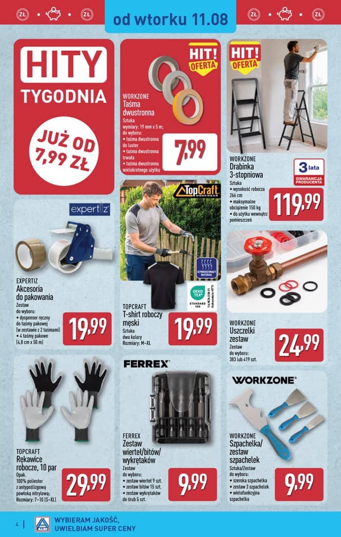 Aldi - Artykuły przemysłowe i tekstylia od wtorku 11.08 i od czwartku 13.08 4 puslapis