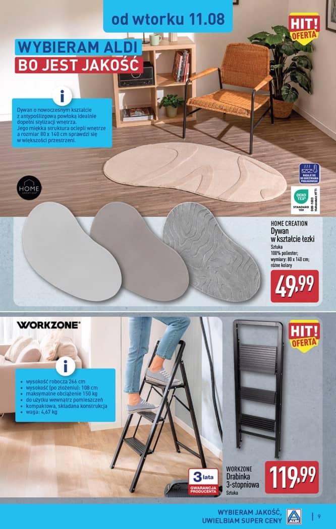 Aldi - Artykuły przemysłowe i tekstylia od wtorku 11.08 i od czwartku 13.08 9 puslapis