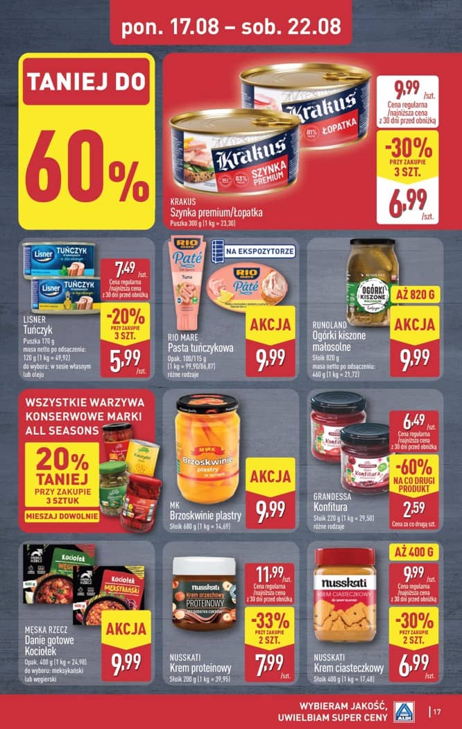 Aldi - Pełna oferta od poniedziałku 17.08 do piątku 21.08 17 puslapis