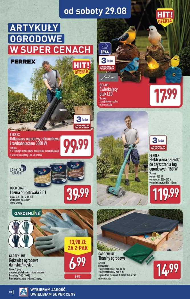 Aldi - Pełna oferta od poniedziałku 24.08 do niedzieli 30.08 40 puslapis