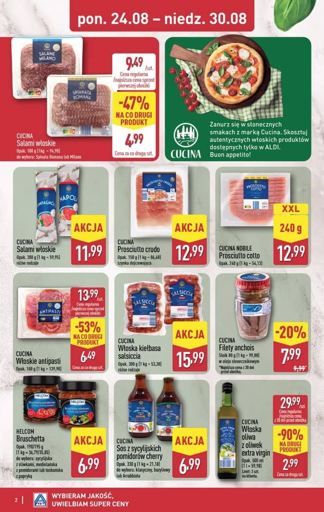 Aldi - Smakowita podróż do Włoch od poniedziałku 24.08 do niedzieli 30.08 2 puslapis