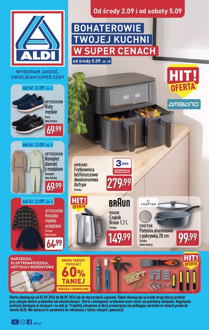 Aldi - Artykuły przemysłowe i tekstylia od środy 2.09 i od soboty 5.09 1 puslapis