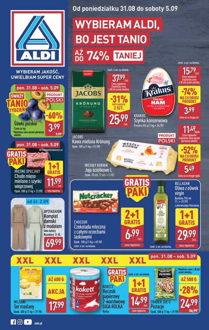 Aldi - Pełna oferta od poniedziałku 31.08 do soboty 5.09 1 puslapis