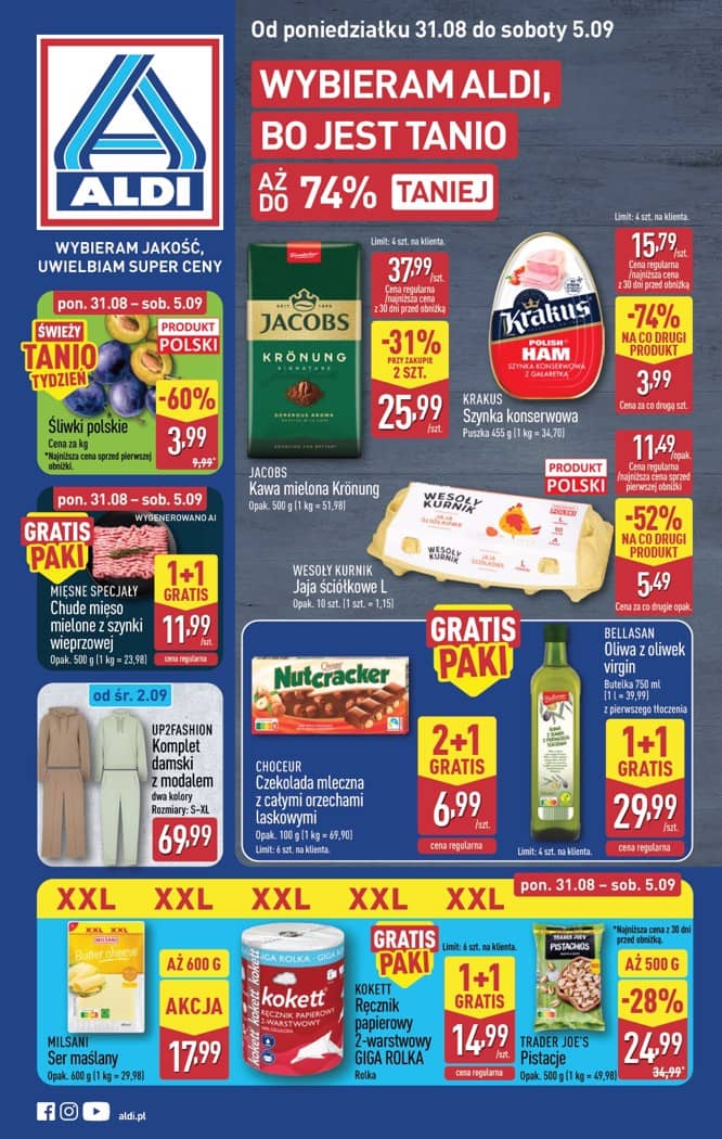 Aldi - Pełna oferta od poniedziałku 31.08 do soboty 5.09 1 puslapis