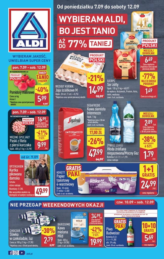 Aldi - Pełna oferta od poniedziałku 07.09 do soboty 12.09 1 puslapis