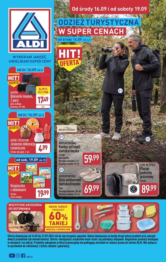 Aldi - Artykuły przemysłowe i tekstylia od środy 16.09 i od soboty 19.09 1 puslapis