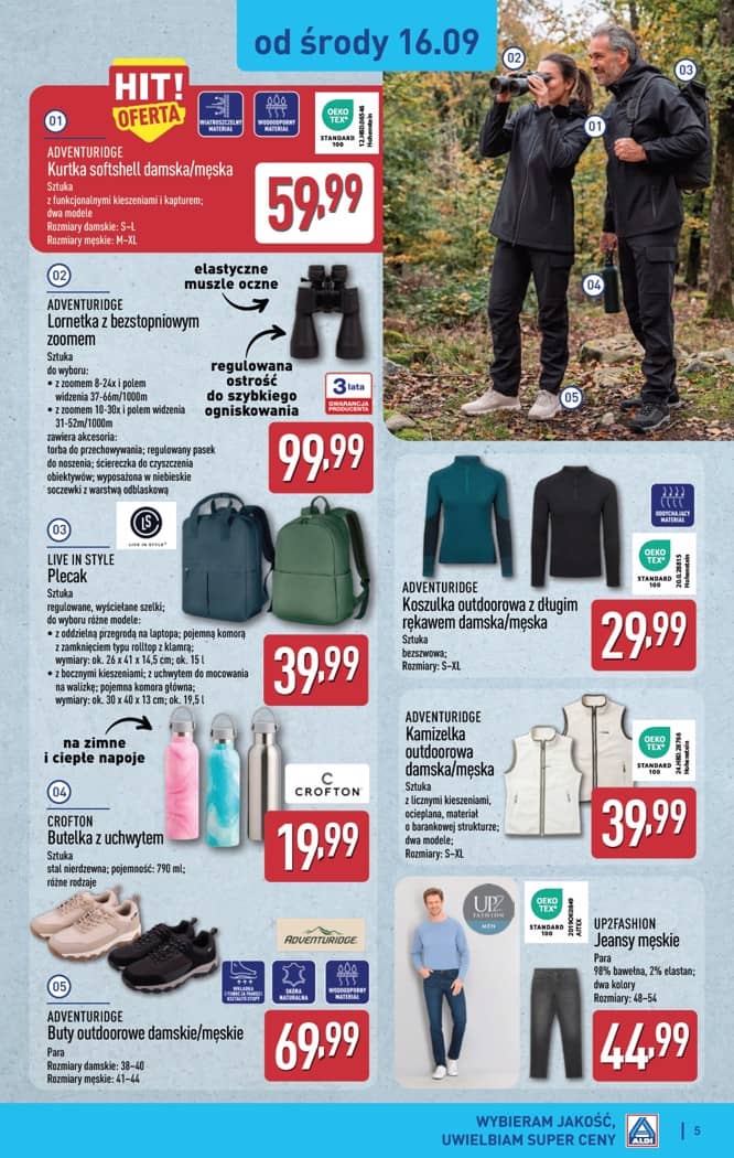 Aldi - Artykuły przemysłowe i tekstylia od środy 16.09 i od soboty 19.09 5 puslapis
