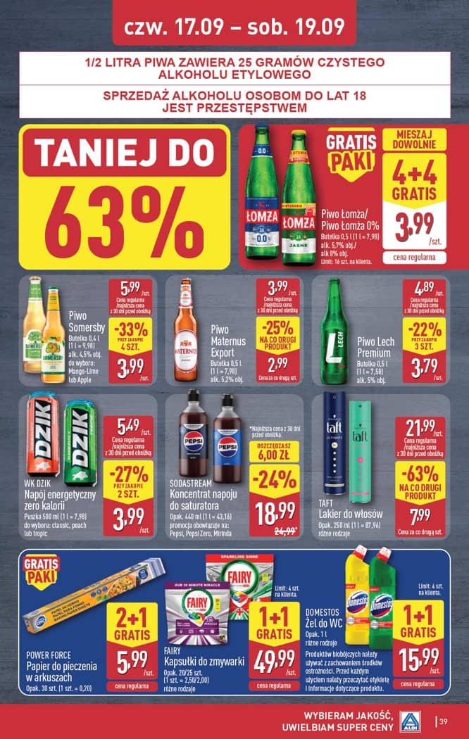 Aldi - Pełna oferta od poniedziałku 14.09 do soboty 19.09 39 puslapis