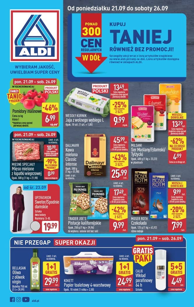 Aldi - Pełna oferta od poniedziałku 21.09 do soboty 26.09 1 puslapis