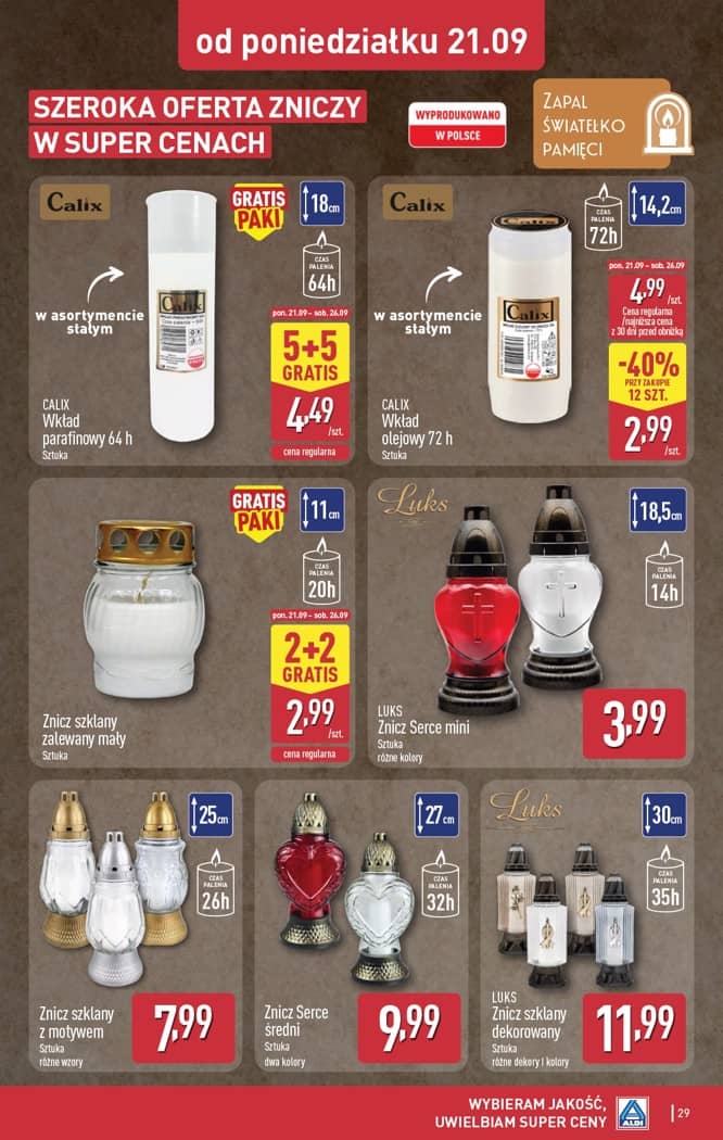 Aldi - Pełna oferta od poniedziałku 21.09 do soboty 26.09 29 puslapis
