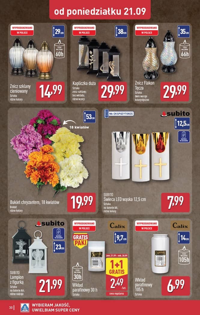 Aldi - Pełna oferta od poniedziałku 21.09 do soboty 26.09 30 puslapis