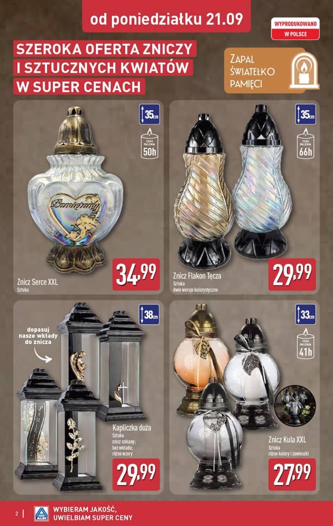 Aldi - Szeroka oferta zniczy w super cenach od poniedziałku 21.09 2 puslapis
