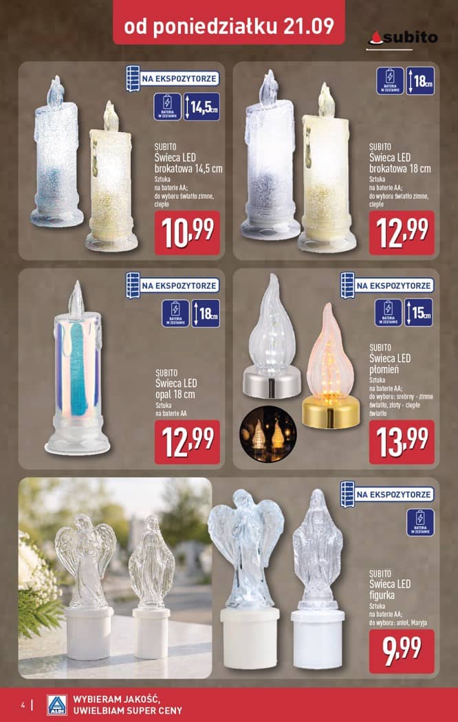 Aldi - Szeroka oferta zniczy w super cenach od poniedziałku 21.09 4 puslapis