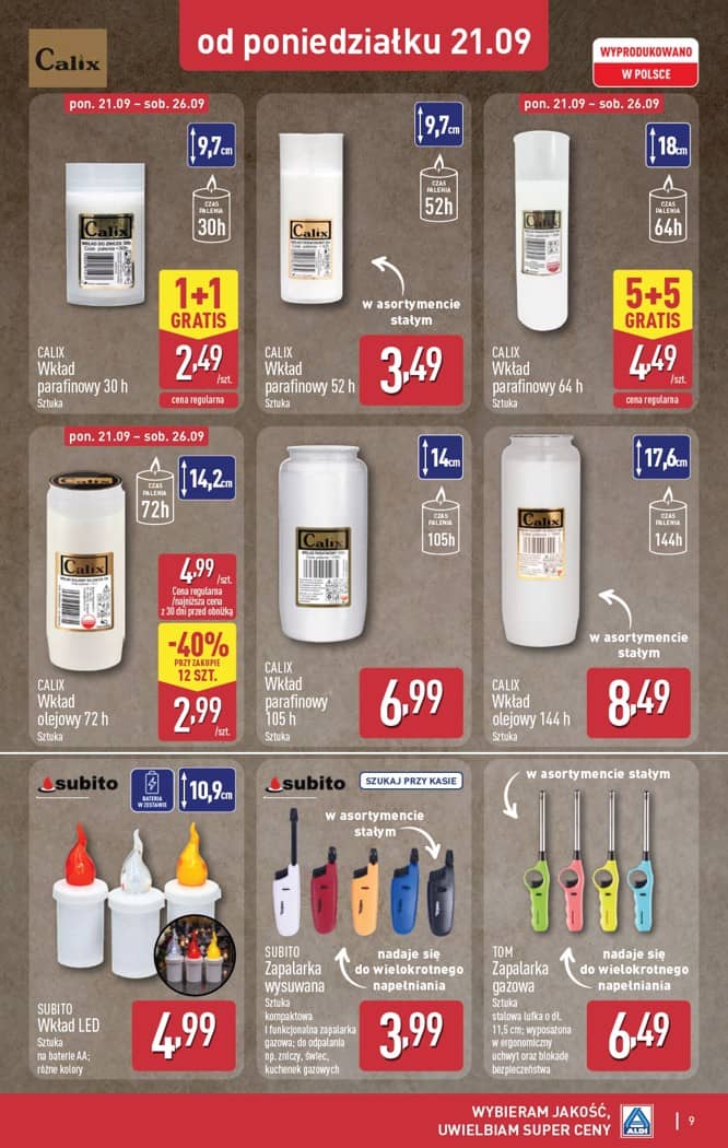 Aldi - Szeroka oferta zniczy w super cenach od poniedziałku 21.09 9 puslapis