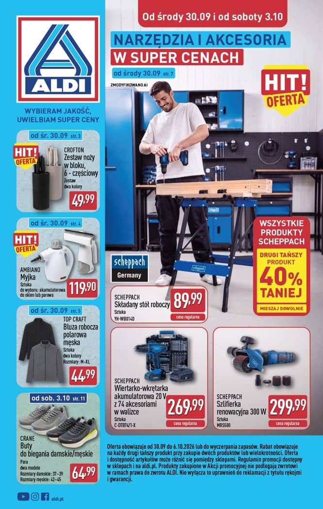 Aldi - Artykuły przemysłowe i tekstylia od środy 30.09 i od soboty 3.10 1 puslapis