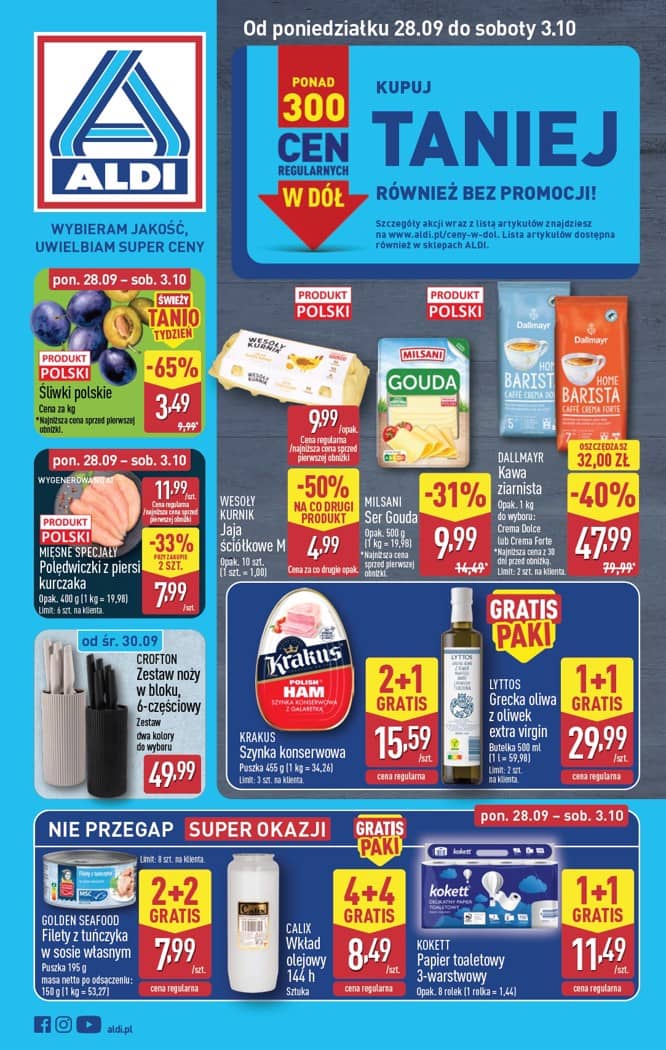Aldi - Pełna oferta od poniedziałku 28.09 do soboty 3.10 1 puslapis