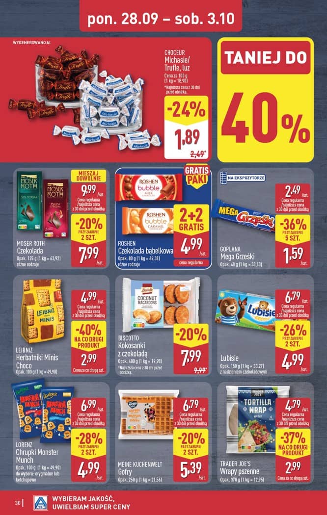 Aldi - Pełna oferta od poniedziałku 28.09 do soboty 3.10 30 puslapis