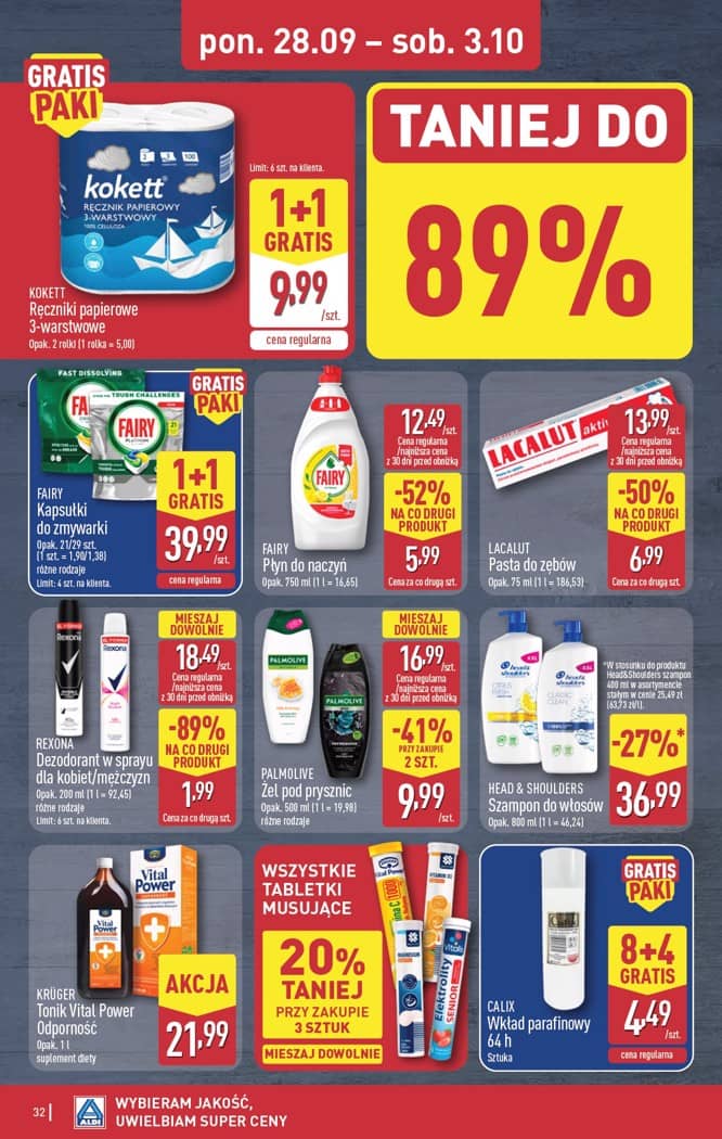 Aldi - Pełna oferta od poniedziałku 28.09 do soboty 3.10 32 puslapis