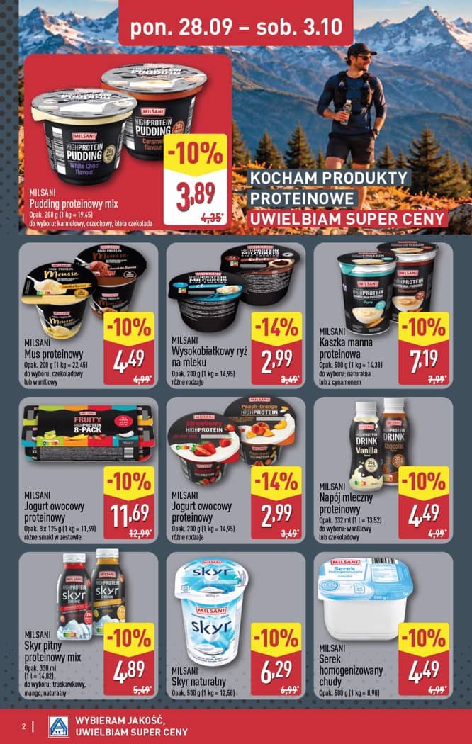 Aldi - Oferta produktów proteinowych od poniedziałku 28.09 do soboty 3.10 2 puslapis