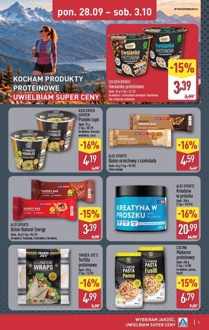 Aldi - Oferta produktów proteinowych od poniedziałku 28.09 do soboty 3.10 3 puslapis