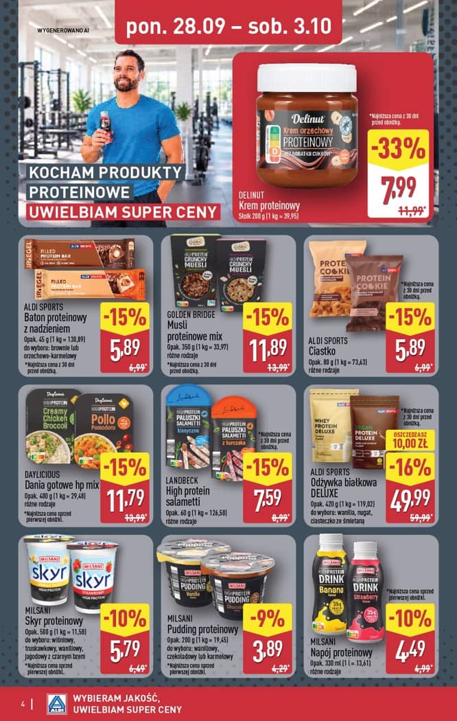 Aldi - Oferta produktów proteinowych od poniedziałku 28.09 do soboty 3.10 4 puslapis