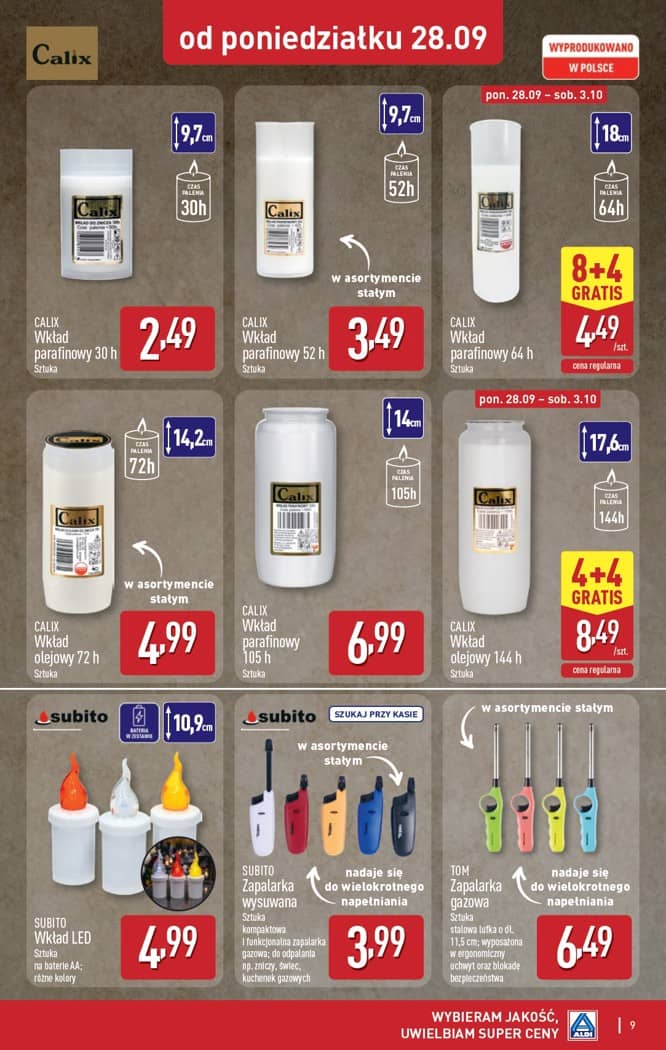 Aldi - Szeroka oferta zniczy w super cenach od poniedziałku 28.09 9 puslapis