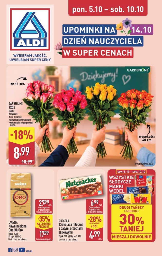 Aldi - Szeroka oferta upominków na dzień nauczyciela od poniedziałku 5.10 do soboty 10.10 1 puslapis