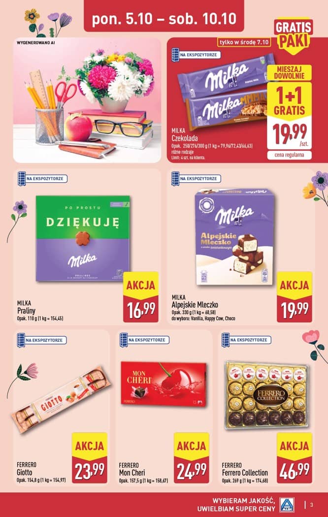 Aldi - Szeroka oferta upominków na dzień nauczyciela od poniedziałku 5.10 do soboty 10.10 3 puslapis